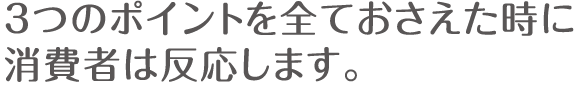 3つのポイントを全ておさえた時に消費者は反応します。